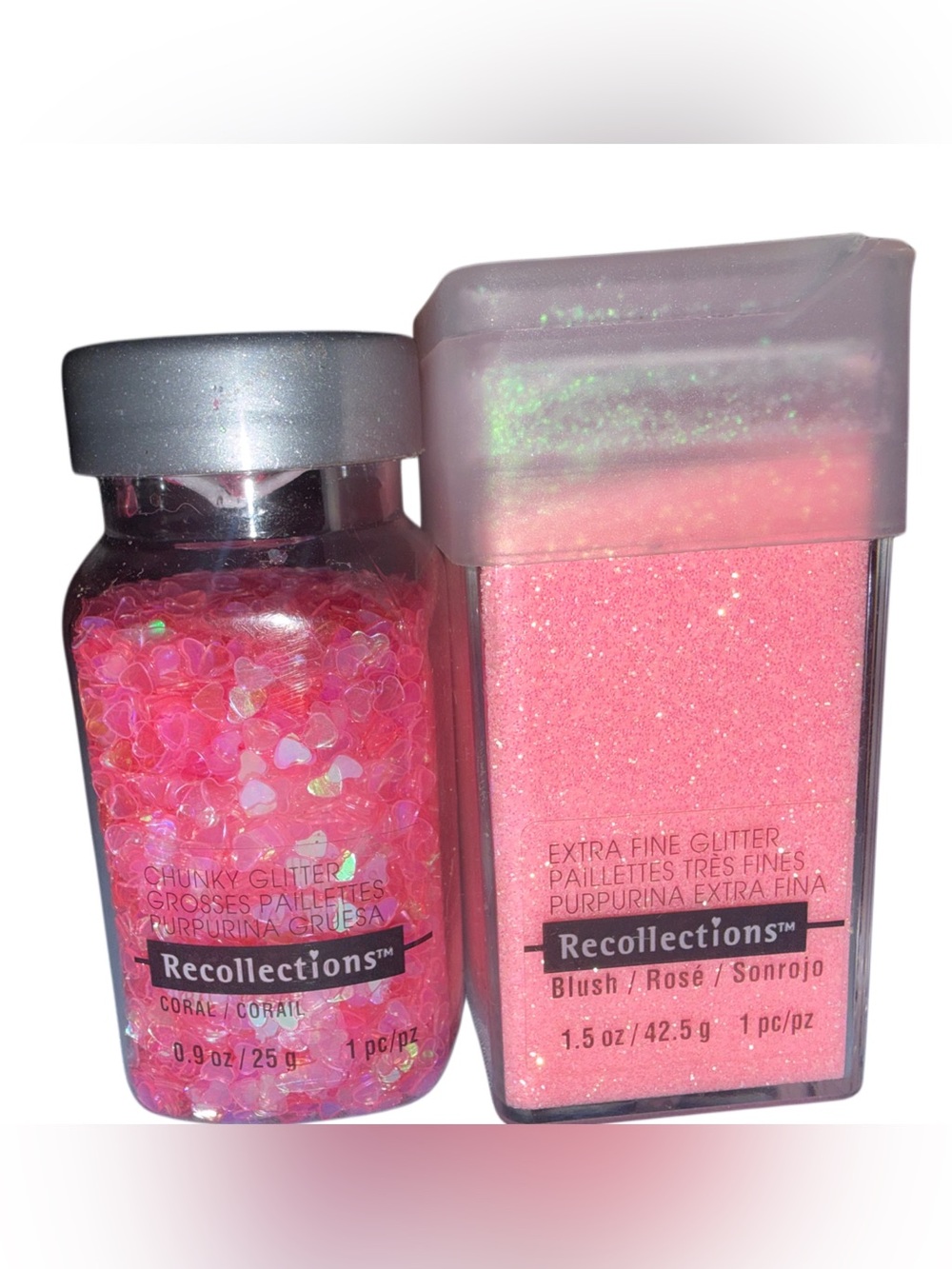 Recollections Chunky & Extra Fine Glitter Pink Coral Blush Set